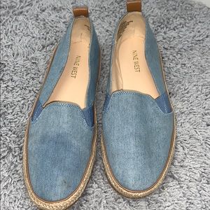 Denim slip ons